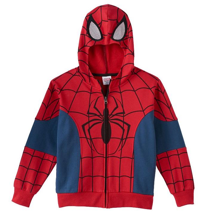 Boys 4-7 Marvel Spider-man Fleece-lined Hoodie With Mesh Eyes, Boy's, Size: 5-6, Brt Red