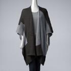 Simply Vera Vera Wang Patchwork Knit Ruana, Women's, Grey Other
