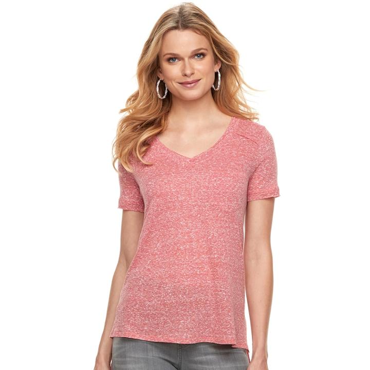 Women's Rock & Republic® V-neck Boyfriend Tee, Size: Medium, Med Red