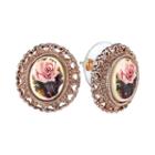 1928 Flower And Heart Button Stud Earrings, Women's