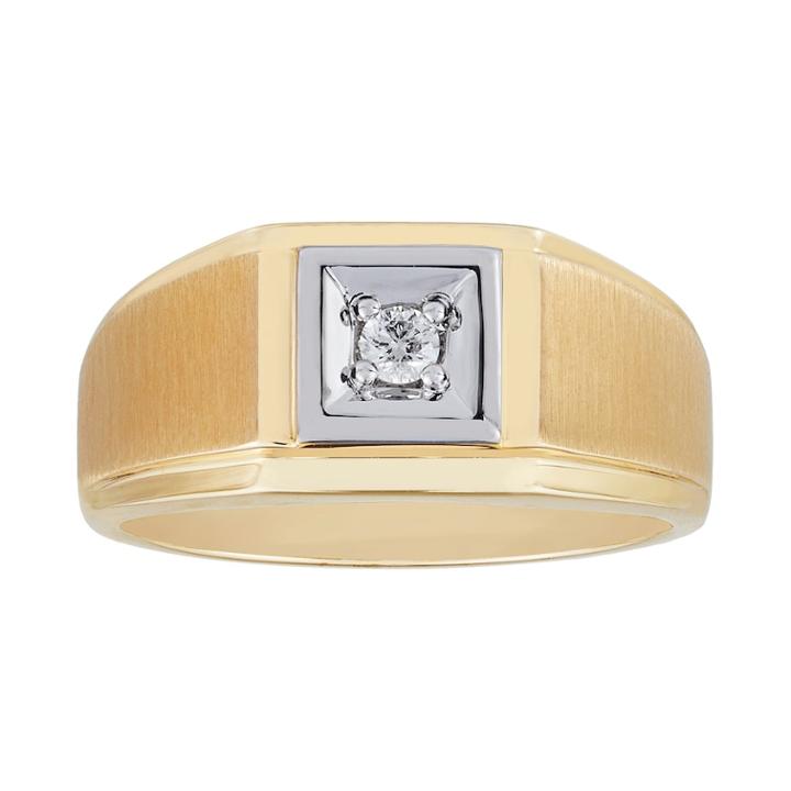 Men's 10k Gold 1/10 Carat T.w. Diamond Solitaire Ring, White