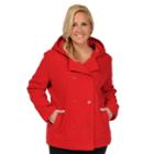 Plus Size Excelled Hooded Peacoat, Women's, Size: 3xl, Red
