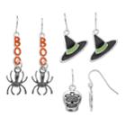 Skeleton, Hat & Spider Nickel Free Drop Earring Set, Women's, Multicolor