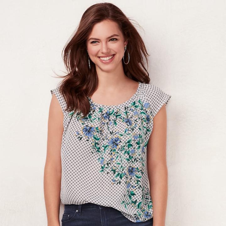 Women's Lc Lauren Conrad Love, Lauren Pleated Top, Size: Xxl, White