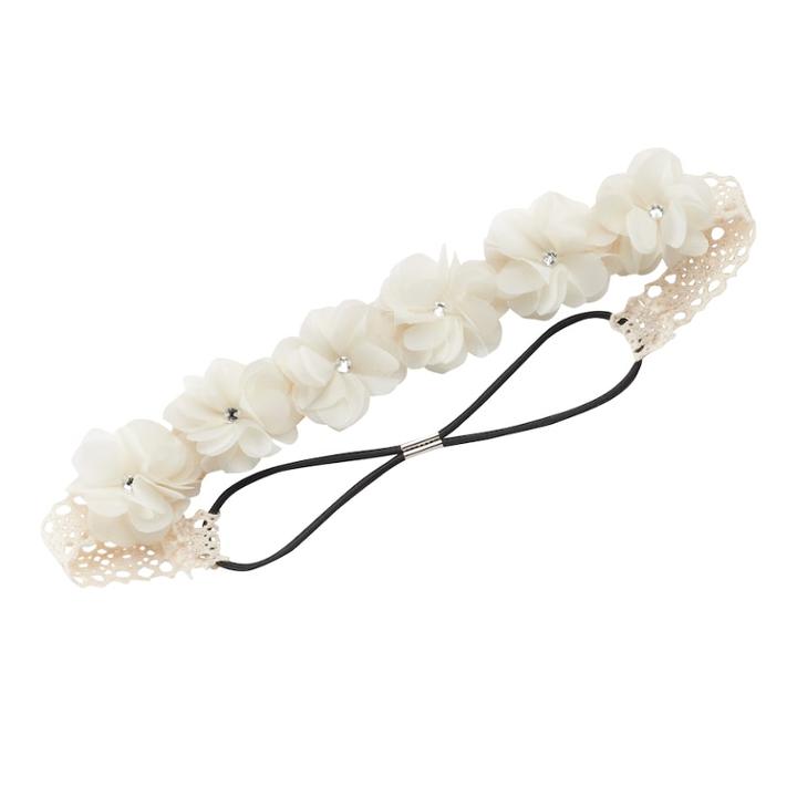 Girls 4-16 Lace Flower Headwrap, White
