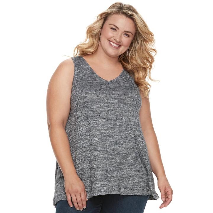 Plus Size Sonoma Goods For Life™ V-neck Tank, Women's, Size: 4xl, Grey (charcoal)