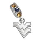 Dayna U West Virginia Mountaineers Sterling Silver Crystal Logo Charm, Women's, Multicolor