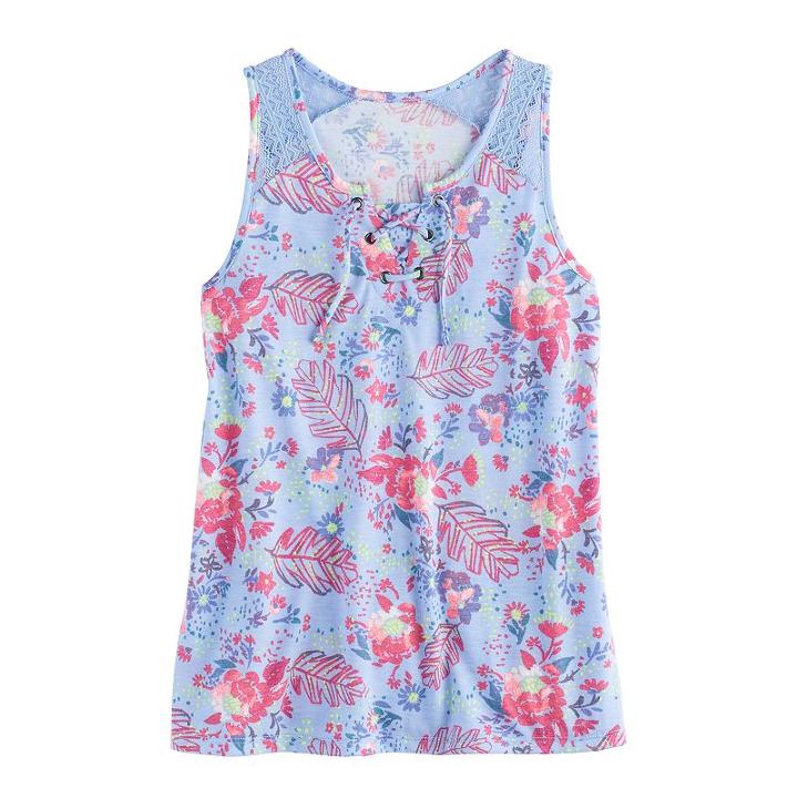 Girls 7-16 & Plus Size Mudd&reg; Lace-up Tank Top, Size: 16, Light Blue