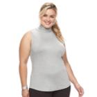 Plus Size Croft & Barrow&reg; Sleveless Mockneck Tank Top, Women's, Size: 2xl, Med Grey