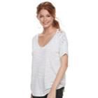 Juniors' So&reg; Lace-up Shoulder Tee, Teens, Size: Xxs, White