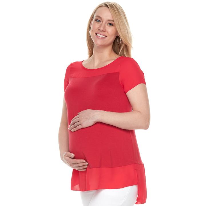 Maternity A:glow Georgette Trim Tee, Women's, Size: Xxl-mat, Med Pink