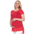 Maternity A:glow Georgette Trim Tee, Women's, Size: Xxl-mat, Med Pink
