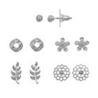 Lc Lauren Conrad Flower, Leaf & Love Knot Nickel Free Stud Earring Set, Women's, Silver