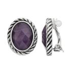 Dana Buchman Oval Nickel Free Clip On Earrings, Women's, Purple