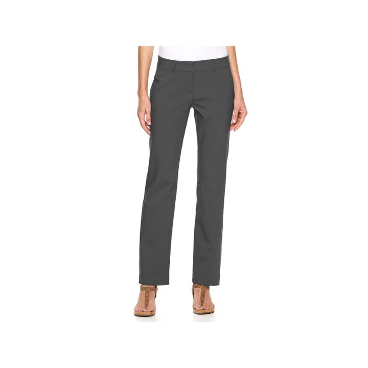 Women's Apt. 9&reg; Torie Straight-leg Dress Pants, Size: 16 Short, Grey (charcoal)