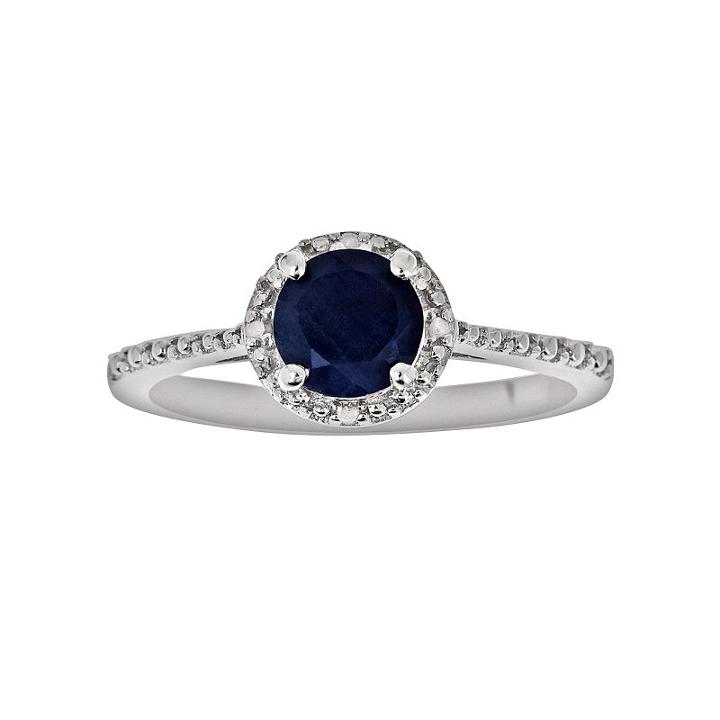 Sterling Silver Sapphire And Diamond Accent Frame Ring, Women's, Size: 6, Blue