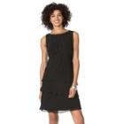Women's Chaps Tiered Georgette Shift Evening Dress, Size: 12, Black
