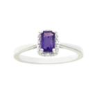 Sterling Silver Amethyst & Diamond Accent Rectangle Halo Ring, Women's, Size: 6, Purple