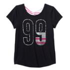 So, Girls Plus Size &reg; Criss Cross Back Active Graphic Tee, Girl's, Size: 18 1/2, Black