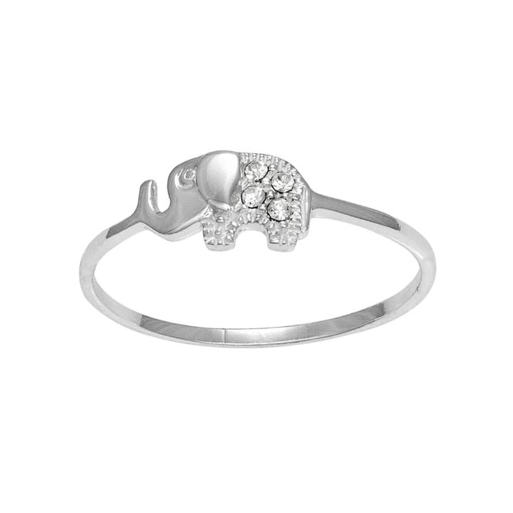 Itsy Bitsy Sterling Silver Crystal Elephant Ring, Women's, Size: 6, White