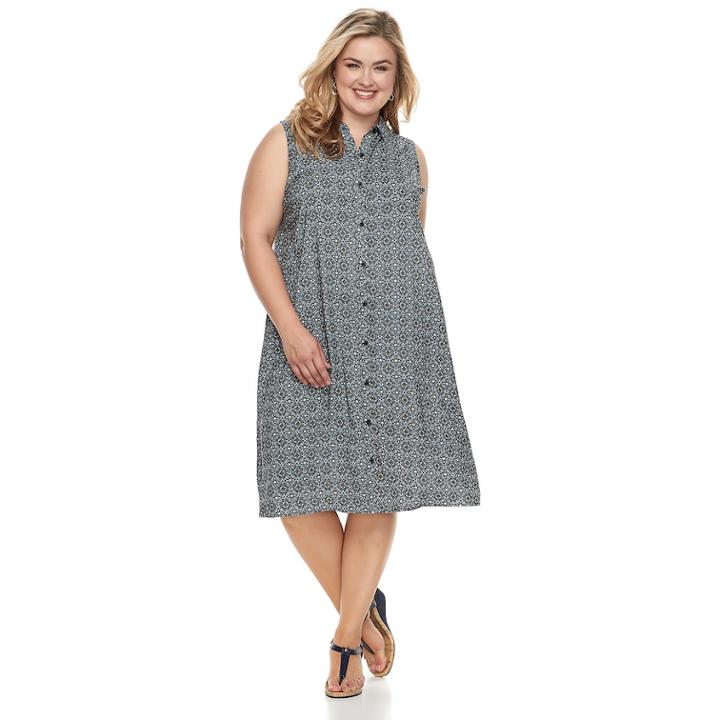 Plus Size Croft & Barrow&reg; Print Shirt Dress, Women's, Size: 1xl, Oxford