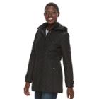 Women's Weathercast Quilted Hooded Midweight Jacket, Size: Large, Black
