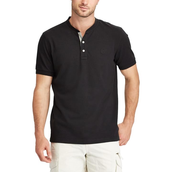 Men's Chaps Classic-fit Stretch Henley, Size: Large, Black