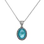 Sterling Silver Blue Quartz Oval Pendant Necklace, Women's