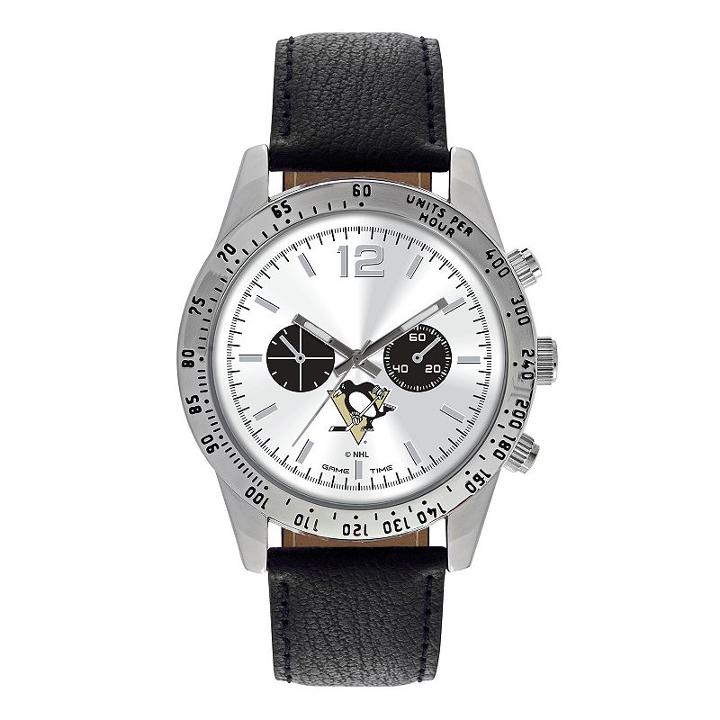 Men's Game Time Pittsburgh Penguins Letterman Watch, Black