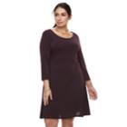 Plus Size Apt. 9&reg; Knit Fit & Flare Dress, Women's, Size: 0x, Purple