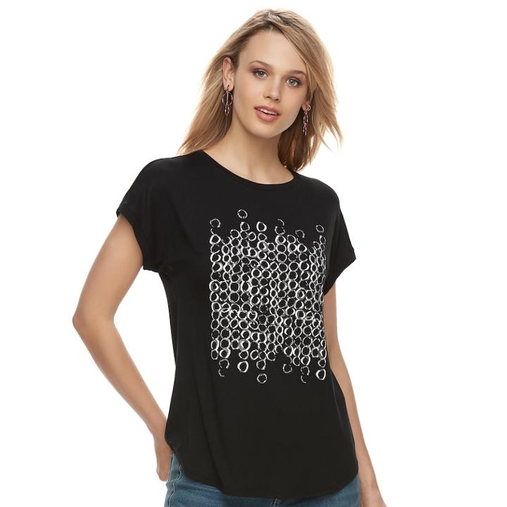 Women's Apt. 9&reg; Graphic Tee, Size: Large, Oxford