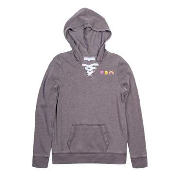Girls 7-16 Harper & Elliot Lace-up Neck Hoodie, Size: Small, Grey (charcoal)