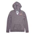 Girls 7-16 Harper & Elliot Lace-up Neck Hoodie, Size: Small, Grey (charcoal)
