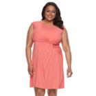 Plus Size Dana Buchman Printed Twist-front Dress, Women's, Size: 2xl, Lt Orange