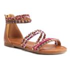 So&reg; Girls' Strappy Ankle-cuff Sandals, Girl's, Size: 1, Brown