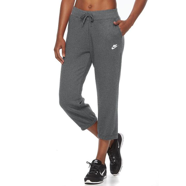 Women's Nike Fleece Capri Jogger Pants, Size: Large, Grey Other