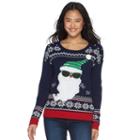 It's Our Time, Juniors' Light-up Christmas Sweater, Girl's, Size: Large, Blue (navy)