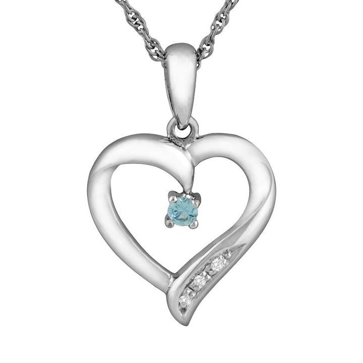 Sterling Silver Swiss Blue Topaz Heart Pendant, Women's