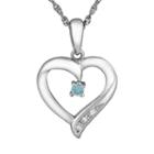 Sterling Silver Swiss Blue Topaz Heart Pendant, Women's