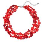 Red Composite Shell Multi Strand Necklace, Women's
