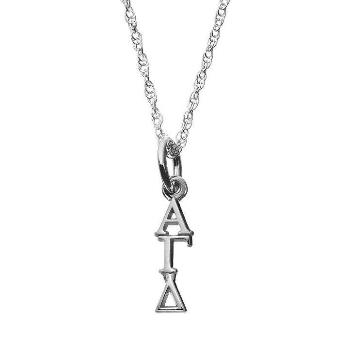 Alpha Gamma Delta, Logoart Sterling Silver Sorority Pendant Necklace, Women's, Size: 18, Grey