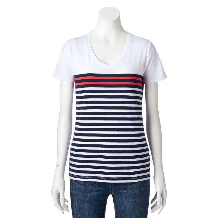 Women's Croft & Barrow&reg; Essential V-neck Tee, Size: Xs, Dark Blue