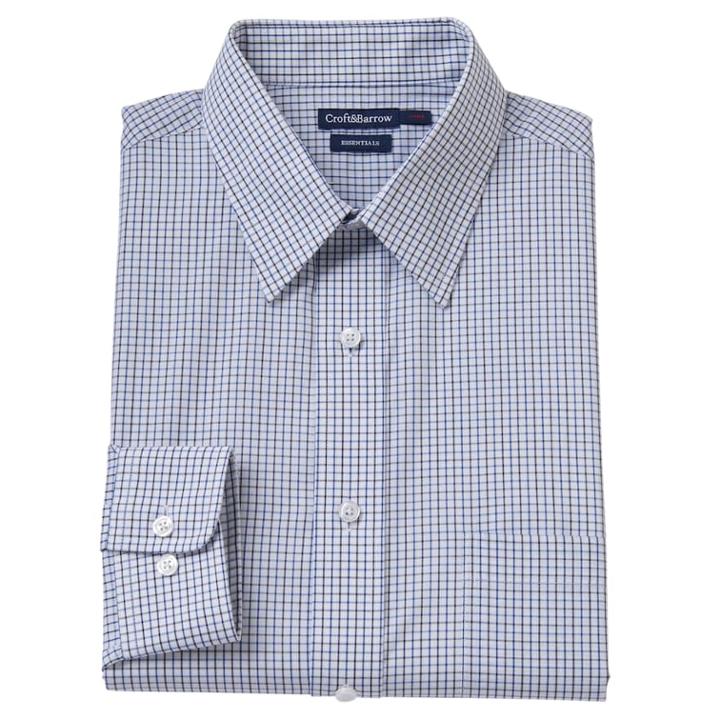 Big & Tall Croft & Barrow Fitted Checked Dress Shirt, Men's, Size: 17-32/33, Blue