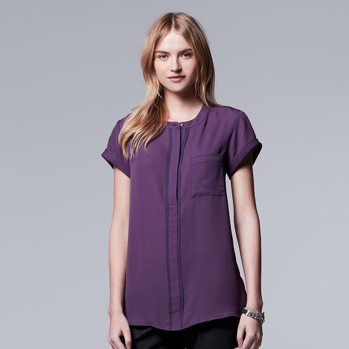 Women's Simply Vera Vera Wang Chiffon High-low Top, Size: Medium, Purple
