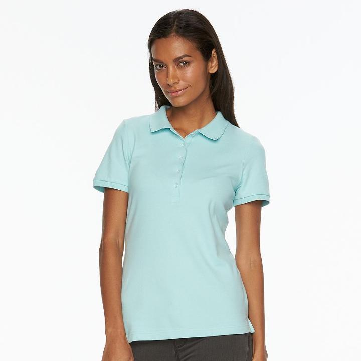Women's Croft & Barrow&reg; Classic Solid Polo, Size: Large, Brt Blue