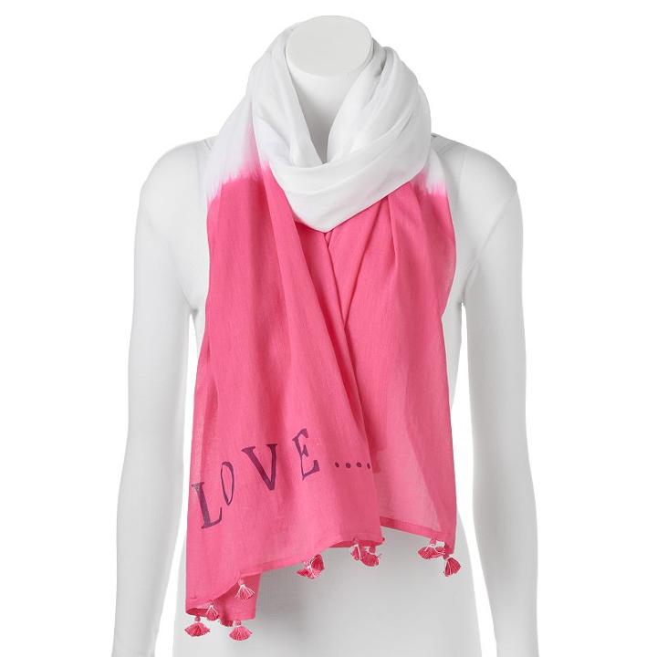 Love This Life Dip-dyed Oblong Scarf, Women's, Med Pink