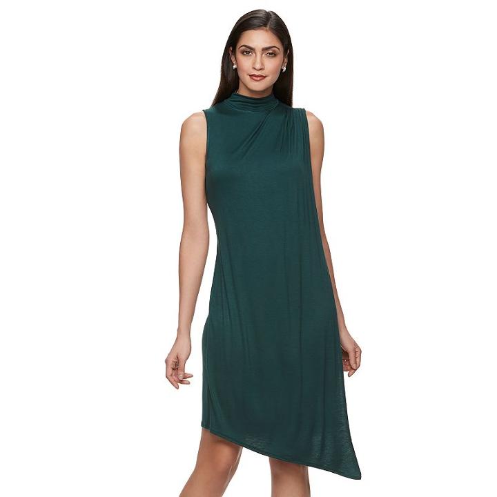 Women's Jennifer Lopez Mockneck Asymmetrical Sheath Dress, Size: Xl, Dark Green
