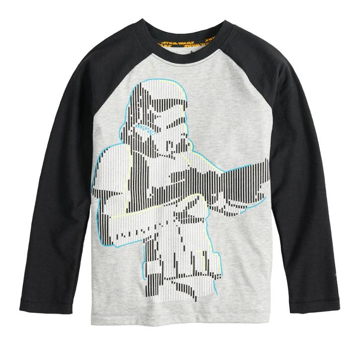 Boys 4-8 Star Wars A Collection For Kohl's Stormtrooper Glow In The Dark Raglan Tee, Size: 7, Med Grey