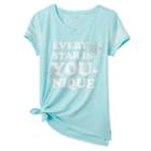 Girls 7-16 & Plus Size So&reg; Tie Front Shine Tee, Size: 10, Turquoise/blue (turq/aqua)