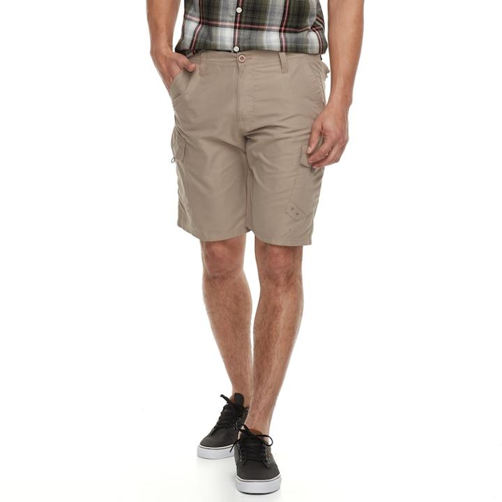 Men's Burnside Microfiber Cargo Shorts, Size: 38, Beig/green (beig/khaki)